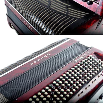 Rare Old/Vintage Top German Made Chromatic C System Button Accordion Hohner Artiste V - 120 bass + Brand New Petrof Straps - Golden Era image 13