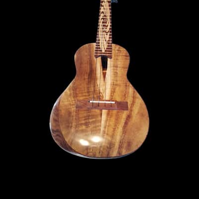 Koa with Live Edge Sound Hole Tenor Ukulele - SCJ Jazz Hat #138 image 4