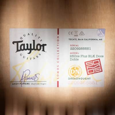 Taylor 250ce Plus BLK Doce Doble Acoustic/Electric Guitar - Black with Aerocase image 13