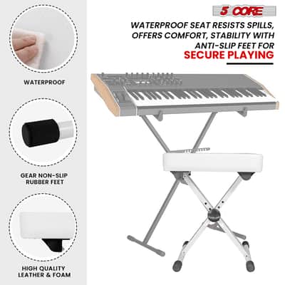 5 Core Keyboard Bench 3 Inch Padded Piano Stool Adjustable 20.5" Guitar Seat Heavy Duty Portable image 6