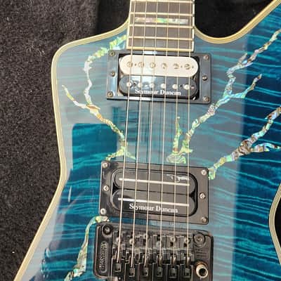 Washburn Boogiebolt Custom Boogie Street guitar with OHSC  Dime Dimebag BSG1 2005 - Blue quilt with abalone lightning bolt inlay image 8