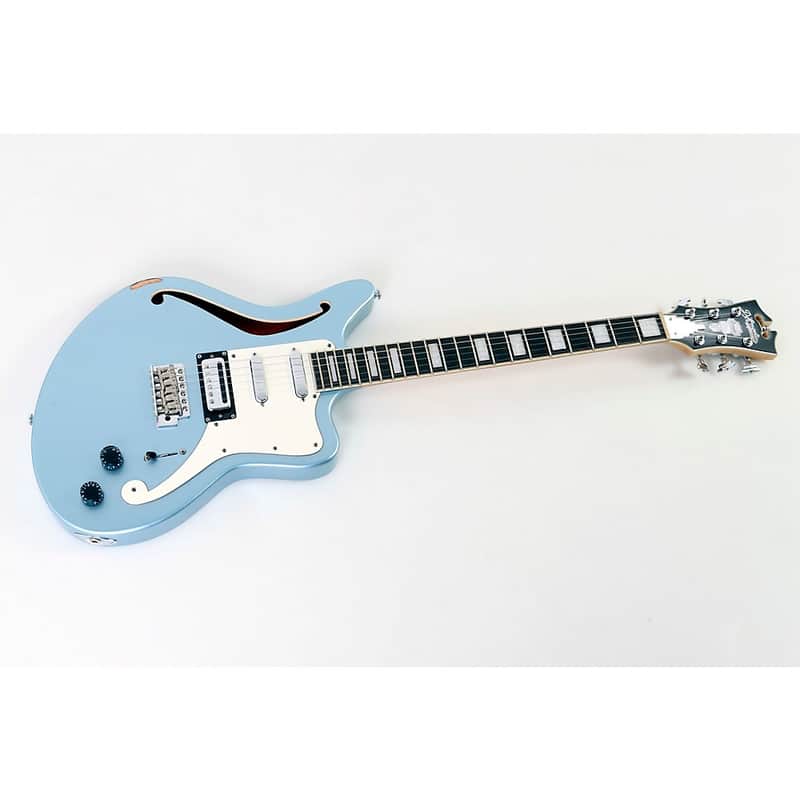 D'Angelico Premier Series Bedford SH Limited-Edition Electric Guitar with Tremolo Regular Ice Blue Metallic image 1