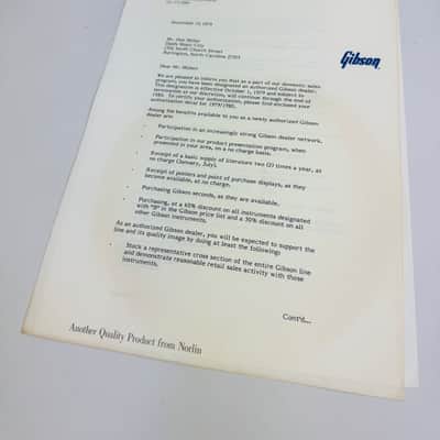 Gibson Dealer Authorization Letter 1979