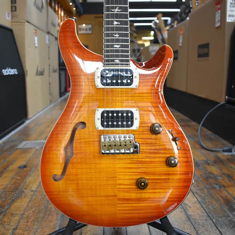Paul Reed Smith SE Custom 24 Semi-Hollow Piezo Electric Guitar Vintage Sunburst w/Padded Gig Bag image 1