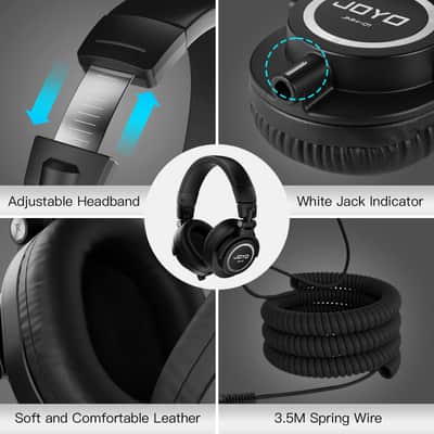 JOYO Studio Monitor Headphones Wired Audio Recording Monitor Headset Over Ear Headphones for Mixer Amplifier Podcast Keyboard Piano Deep Bass 3M Cable (JMH-01) image 5