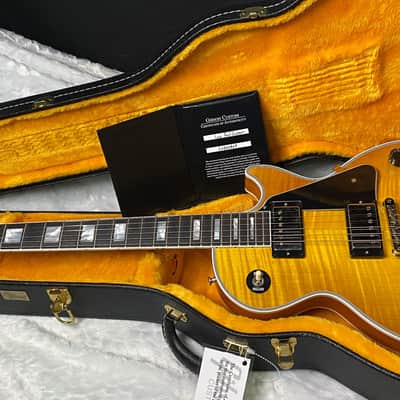 NEW! Gibson Dealer Select Custom Shop Les Paul Custom AAA Figured Flame Top - Lemon Burst / Natural Back - Authorized Dealer - 9lbs - G06814 image 13