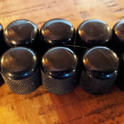 Set Of 10 Gotoh Black Knurled Guitar/Bass Dome Knobs w/Screw, Part # VK1-18 GG, Japan image 1