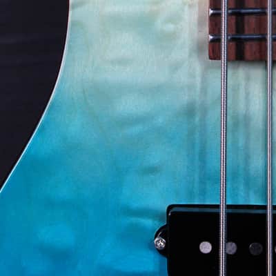 Flight Mini Bass TBL Trans-Blue Solidbody Electric Bass image 8