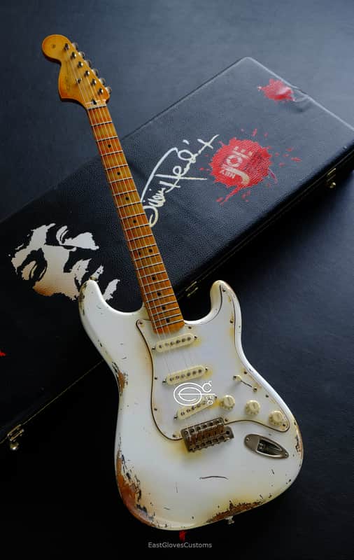 Fender Stratocaster Artist Series Jimi Hendrix Olympic White with Custom Hardcase Heavy Aged Relic image 1