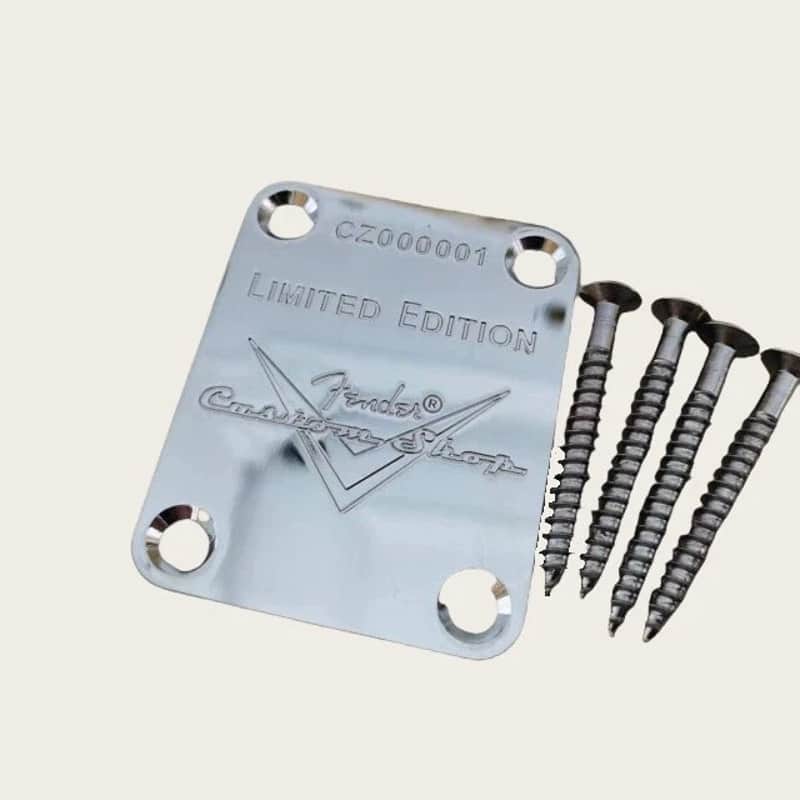 New For Fender Strat Tele Electric Guitar Neck Plate Chrome Silver Limited Edition image 1
