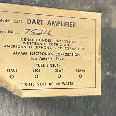 Alamo Dart Model 2573 Tube Amp 1974 Black Tolex Vintage 1x10 image 6