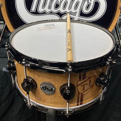 Tris Imboden's, Chicago, "T.I. Monogram" DW - 6.5x14" Custom, Exotic Bubinga-Maple, 10-Lug Snare Drum, w/Case. Signed. 1 of 1! image 1