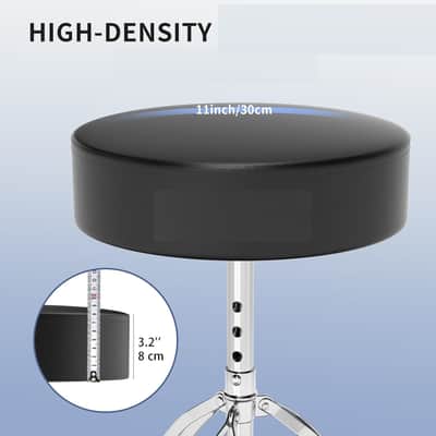 Drum Throne Height Adjustable - Drum Seat Thick Padded for Adults and Kids Universal Drum Stools with Anti-Slip Feet Drum Chair Black image 3