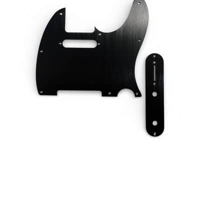 New Black Brushed Anodized Aluminum Telecaster Electric Guitar Pickguard w Control Plate Tele TL image 1