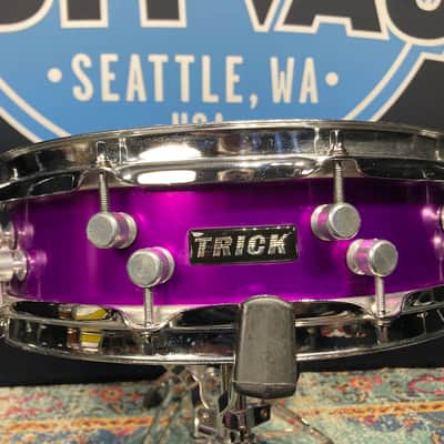 Russ McKinnon's, Tower of Power, Trick 14x4" Aluminum Snare Drum, Upgraded Throw-Off - Purple, 1989. Signed! image 9