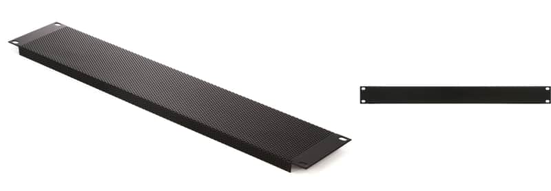Middle Atlantic Products Vent Panels - 2 Rack Spaces 1/16" holes Bundle with Middle Atlantic Products EB1 Flanged Steel Rack Panel - 1U image 1