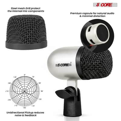 5 Core Conga Mic Snare Tom Set Professional XLR Cardioid Unidirectional Instrument Microphone Kit image 3