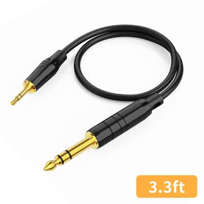 3ft 3.5mm 1/8" Male Stereo to 6.35mm 1/4" Male TRS Stereo Audio Cable Gold Plated Compatible with iPod, Laptop, Home Theater, Amplifiers, Guitar and More,1 Meter/Black image 6