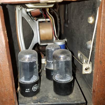 Magnavox Model "JR" Illustravox Standard Mono Tube amp, field coil speaker, cab, record player, AND MOVIE PROJECTOR 1940s - Art Deco grille and brown tolex image 8