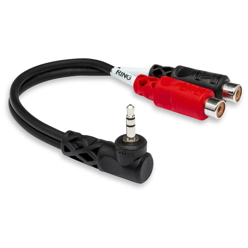 Hosa YRA-167 Right Angled 3.5mm TRS Minijack - 2 x RCA Phono Socket Cable image 1