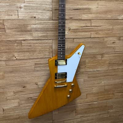 Epiphone 1958 Korina Explorer Guitar-"Inspired by Gibson Custom" Aged Natural -White Pickguard- w/Hard case. New! image 2