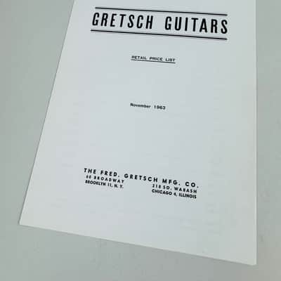 Gretsch Guitars Retail Price List – November 1963 image 1