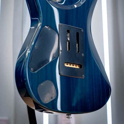 Ibanez MMN1-TAB Martin Miller Signature Transparent Aqua Blue image 9