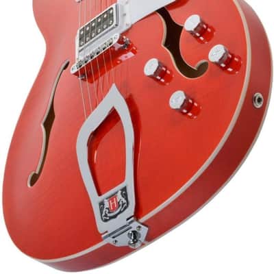 Mint Hagstrom SUVIK-MDE Super Viking Semi-Hollow Body Electric Guitar, Mandarin Flame image 3
