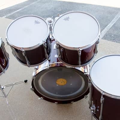 1989 Yamaha Recording Custom 5 Piece Shell Pack - Wine Red 10, 12, 13, 16, 22" image 8