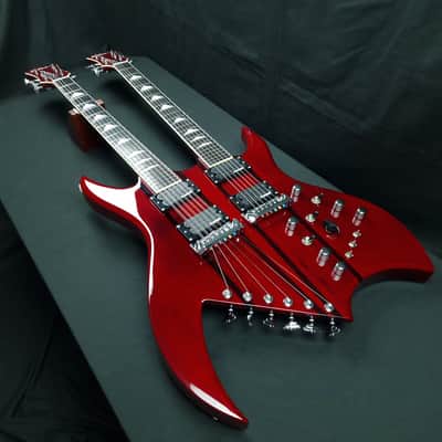 B.C. Rich Bich Legacy Double Neck 2009 Trans Red Made in Korea Rockfield Mafia pickups + OHSC image 14