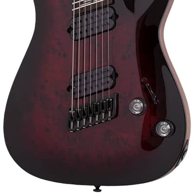 Schecter Omen Elite-7 Multiscale Black Cherry Burst image 1