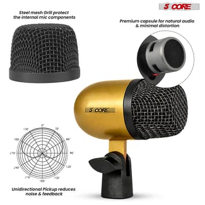 5 Core Drum Microphone Kit 7 Piece All Metal Drummer Instrument Mics Tom/Snare & Cymbals Set image 2