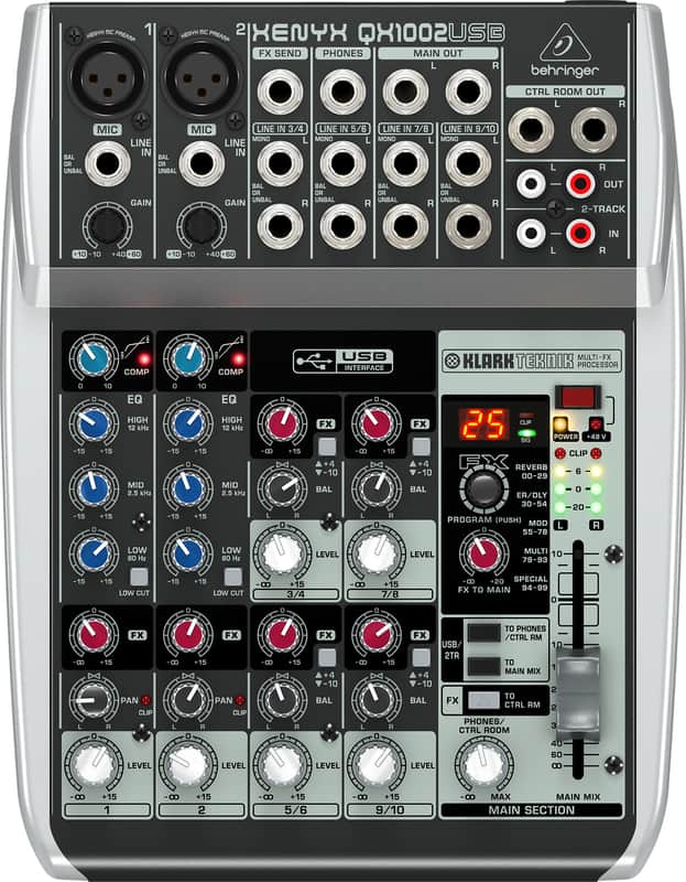 Behringer QX1002USB 10-Input 2-Bus Mixer XENYX EQ | Reverb