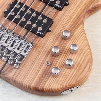 Full Zebra Wood Custom 6 String Electric Bass, 24 Frets Fingerboard image 5