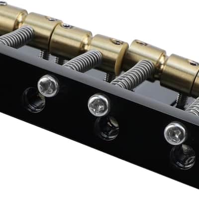 Black Electric Bass Guitar Bridge with Brass Saddles Zinc Alloy Plate 4 String Fixed Bridge Compatible with Fender Jazz Precision Bass Bridge Replacement Parts image 3