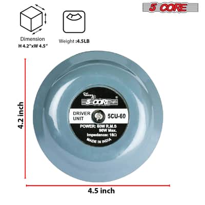 5 Core Compression Driver 2" Horn Tweeter 600W Titanium Diaphragm 16 Ohms 18 TPI All Weather Use image 6