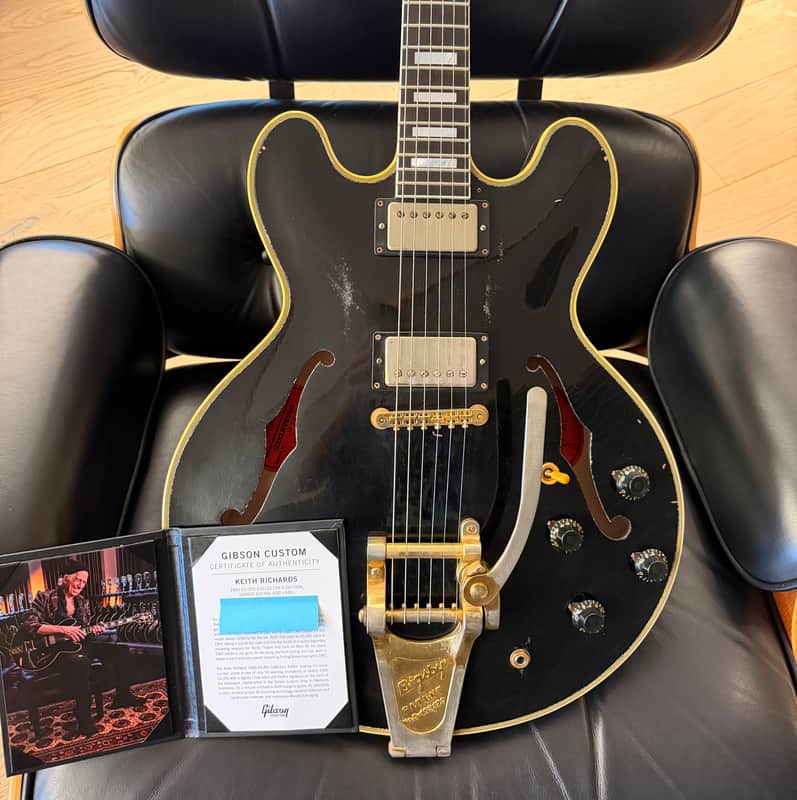 1 of 50 Double Signed Gibson Custom Shop Murphy Lab Keith Richards Signature '60 ES-355 Collector's Edition Reissue (Aged, Signed Label) 2026 - Ebony
