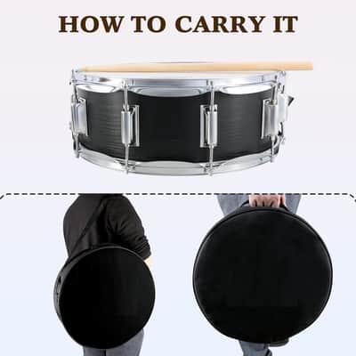 Snare Drum 14X5.5 Inches for Student Beginners with Gig Bag, Drumsticks, Drum Keys, Coated Material Drum Head, Wood Grain Finish image 2