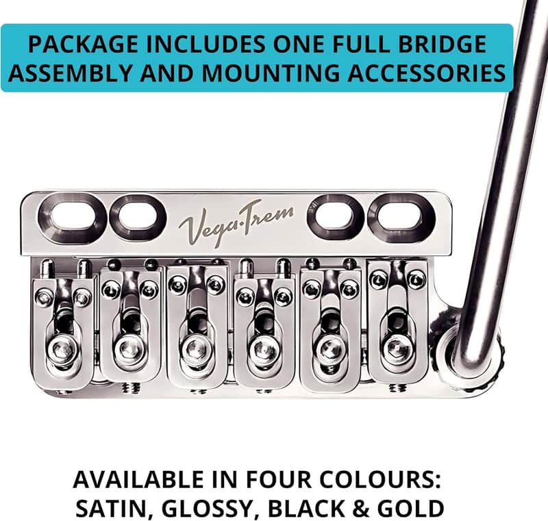Vega-Trem VT1 Special Standard 6-Screw Stratocaster Guitar Tremolo Bridge No Mods Easy Installation (Glossy, Right) image 1