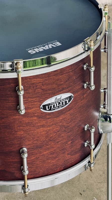 Pearl MUS1410FM/C220 Modern Utility 14x10" Maple Floor Snare Drum 2019 - 2020 - Satin Brown image 1