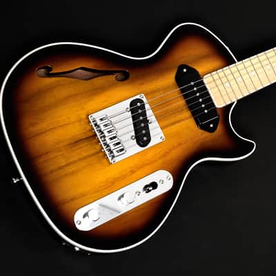 BootLegger Guitar Single Barrel Brown Red Black Burst Custom Case & Flask P90 & Single Coil image 5