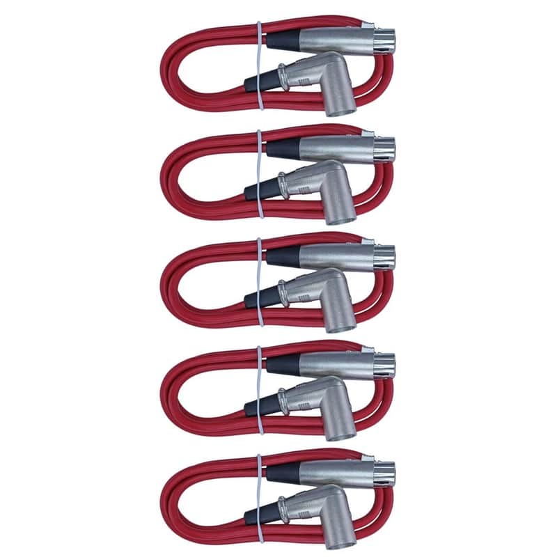 5RED Right angle male to straight female XLR MIC microphone audio patch cords image 1