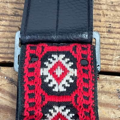 Vintage 1970s Gretsch Jacquard Guitar Strap – Red Diamond Weave image 9