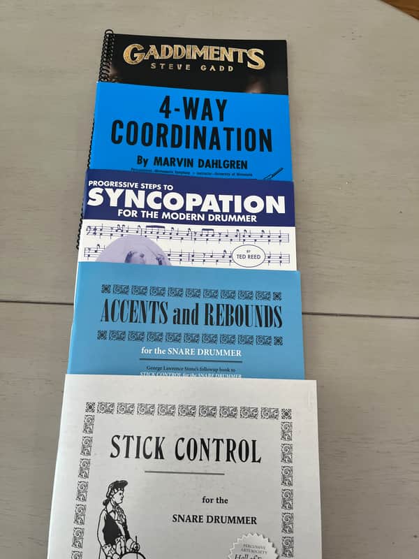 Five Classic Drum Instruction Books for Snare and Drum Set 1935-2011 - Paper image 1