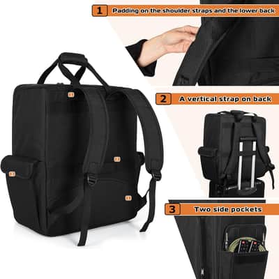 Padded Par Light Bag (Backpack) Fits 8 Par Lights, Par Lights Case with Inner Divider and Accessory Pockets, Black image 4