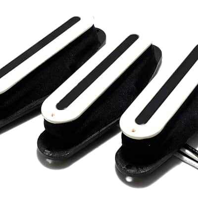 Dragonfire Phat Rail Singles Set, Modern Strat SSS Rail Pickups ~ White + Black Rails image 1