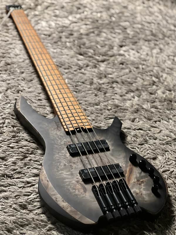 Cort SPACE5SDB Artisan Space 5 Poplar Burl Top Soft Maple Body 7pcs Roasted Maple, Walnut, Purple Heart & Maple Neck 5-String Bass Guitar w/Gig Bag image 1