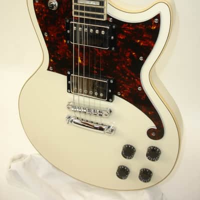 D'Angelico Premier Atlantic Single Cutaway HH with Stoptail Electric Guitar, Antique White w/ Bag image 4