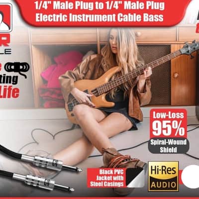 Gator 15ft 1/4” Male to 1/4” Male Cable TS Mono Cable Guitar Bass Keyboard - Black image 5