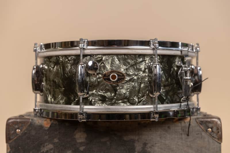 1950s Slingerland 5x14 Student Model Black Diamond Pearl Snare Drum image 1